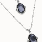 Multi strand necklace with two black oval faceted crystals